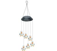 Penguin Solar Wind Chime Light, Twenty Five Point Nine Eight Inch Outdoor Seven Color LED Hanging Lantern, IP65 Waterproof for Garden Patio Decor