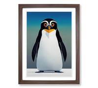 Penguin Solo Framed Print | A2 Walnut Framed Wall Art | Ready to Hang | Modern Nature Picture | Living Room Bedroom Lounge Office
