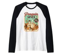 Penguin Spice Pumpkin Spice Latte Coffee Cute Raglan Baseball Tee