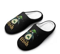 Penguin St Patricks Day Irish Breathable Slippers Women Slip On Winter Warm House Slippers Shoes Bedroom 11-12(42-43)