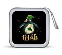 Penguin St Patricks Day Irish Portable CD Case Holder 48 Capacity Travel DVD Storage Boxs Wallet Bag