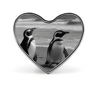 Penguin Standing on The Beach Lapel Pin Cute Custom Button Pin Personalized Heart Brooch Aluminum Alloy Brooch Pins Fashion Exquisite Badge Pins for Hat Bag Suit Tie Wedding Accessories