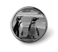 Penguin Standing on The Beach Lapel Pin Exquisite Fashion Brooches Personalized Button Badge Novelty Unique Cute Button Pins Round Badge Pin Metal Brooch Pins for Backpack Bags Jacket