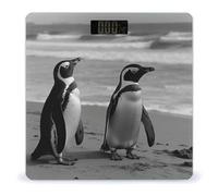 Penguin Standing on The Beach Scale for Body Weight LED Display Sturdy Tempered Glass Digital Bathroom Scale Anti-Slip Highly Accurate Digital Weighing Machine for People 400lb Capacity