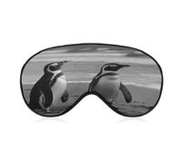 Penguin Standing on The Beach Sleep Mask Personality Eye Sleep Shade Cover Comfortable Breathable Sleeping Blindfold Soft Comfortable Night Eye Cover Adjustable Band Eye Mask for Men Women