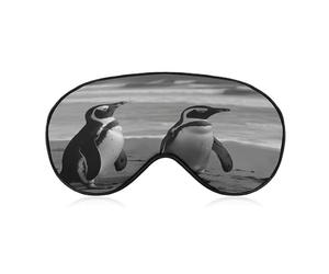 Penguin Standing on The Beach Sleep Mask Personality Eye Sleep Shade Cover Comfortable Breathable Sleeping Blindfold Soft Comfortable Night Eye Cover Adjustable Band Eye Mask for Men Women