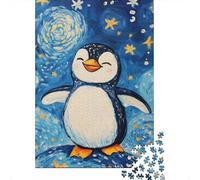 Penguin Starry Night -3 1000-Piece Adult Jigsaw Puzzle, 38x26cm/1000pcs; for Progress Whenever Time Allows; White Card Pieces with Reduced Dust