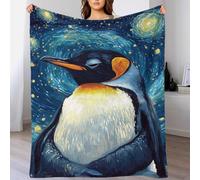 Penguin Starry Night Fleece Christmas Blanket Soft Personalised Fleece Blanket Travel for Lover Hubby Wifey Women Men 40x50inch(100x130cm)