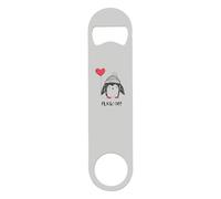 Penguin Style 4 Whimsical Character - Fuck Off Rude Adult Swearing Statement Printed Steel bar Blade with Bottle Opener - White Double Sided Print