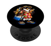 Penguin summer vacation design for beach lovers travelers PopSockets Adhesive PopGrip