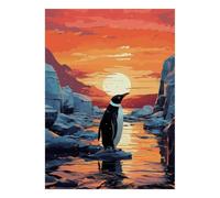 Penguin Sunset Ice Jigsaw Puzzle, 1000 Pcs For Adults | 52x38cm Cardboard, Brain Workout, Tight Puzzle Fit, Adult Hobbyists, Stress Reduction