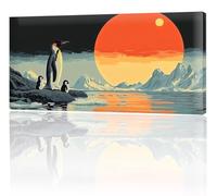 Penguin Sunset Paint by Numbers, Large Paint by Numbers for Adults, DIY Oil Painting Kit for Kids Beginner, Hobbies for Adults Women, Canvas Acrylic Paints Craft Set, Gifts for Women 8x16in w-712