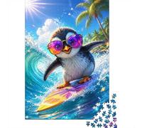 Penguin Surfing 1000 Pieces Mini Jigsaw Puzzle for Adults