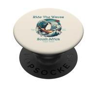 Penguin Surfing Waves South Africa Cape Cod Surfs Up Fun PopSockets Adhesive PopGrip