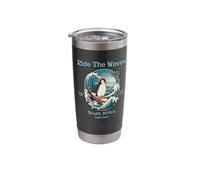 Penguin Surfing Waves South Africa Cape Cod Surfs Up Fun Stainless Steel Insulated Tumbler