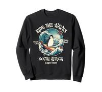 Penguin Surfing Waves South Africa Cape Cod Surfs Up Fun Sweatshirt