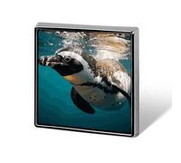 Penguin Swimming in The Ocean Badge Square Lapel Pins Metal Brooch Badges Art Enamel Brooch Badge Elegant Lapel Pins for Jackets Backpacks Hat Decoration Accessories