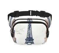 Penguin Swimming in The Ocean Fanny Pack for Women Men Fashion Waist Pack Adjustable Belt Bag for Workout Running Travelling Casual Waist Bag, Paris Landmarks Pattern, One Size