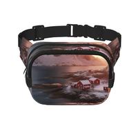 Penguin Swimming in The Ocean Fanny Pack for Women Men Fashion Waist Pack Adjustable Belt Bag for Workout Running Travelling Casual Waist Bag, Sunrise Over Hamnoy, One Size