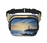 Penguin Swimming in The Ocean Fanny Pack for Women Men Fashion Waist Pack Adjustable Belt Bag for Workout Running Travelling Casual Waist Bag, The Seaside Lighthouse, One Size