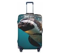 Penguin Swimming in The Ocean Travel Luggage Cover Elastic Washable Suitcase Cover Protector Fashion Stretch Baggage Covers Dustproof Suitcase Sleeve Fits 18-32 inch Luggage, Black, M