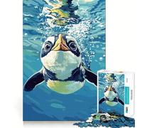Penguin Swimming Underwater 1000 Piece Jigsaw Puzzles for Adults Smart Reason Toy Quiet Fun Smooth Edge Festival Gift (38x52cm)