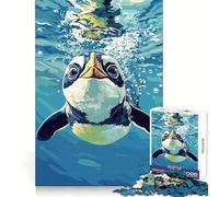 Penguin Swimming Underwater 1000 Piece Jigsaw Puzzles for Adults Smart Reason Toy Quiet Fun Smooth Edge Festival Gift (38x52cm)