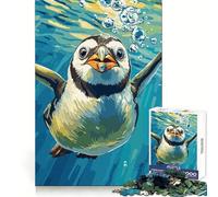 Penguin Swimming Underwater Illustration 1000 Pieces Jigsaw Puzzles for Teenagers Solid Logic Toy Peaceful Fun Precision Cut Amazing Present (50x75cm)