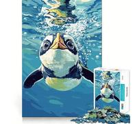 Penguin Swimming Underwater Jigsaw Puzzle 1000 Piece for Adults Smart Reason Toy Home Pastime Smooth Edge Art Collectible (50x75cm)
