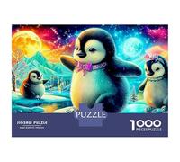 Penguin Trio 1000-Piece Recycled Cardboard Penguins on Ice Puzzle, Educational Decompression, Personalised Gift, Wall Decor & Family Holidays 52x38cm/1000pcs
