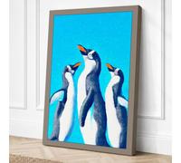 Penguin Trio Modern Canvas Wall Art Print 24x16 Inch (61 x 41 cm)