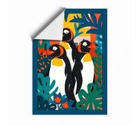 Penguin Trio Tropical Unframed Wall Art Print A3 (42×29.7cm), Wall Decor for Living Room, Bedroom, Office & Home, Art Gift
