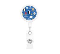 Penguin Turtle Print Retractable Badge Holder with Clip Name Card Holders for Office Worker Doctor Nurse