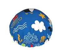 Penguin Turtle Printed Shower Cap, Waterproof Reusable Bath Caps For Women,Men, Boys, And Girls Spa Salon
