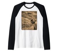 Penguin UFO Field Report Vintage Antarctic Alien Scene Raglan Baseball Tee