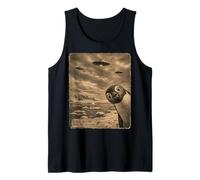 Penguin UFO Field Report Vintage Antarctic Alien Scene Tank Top