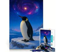 Penguin Under A Cosmic Sky 1000 Piece Jigsaw Puzzles for Adults Improve Memory Anxiety Relief Sharp Edge Wall Art Decor (38x26cm)