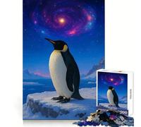 Penguin Under A Cosmic Sky 1000 Piece Jigsaw Puzzles for Adults Improve Memory Anxiety Relief Sharp Edge Wall Art Decor (38x26cm)