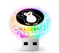 Penguin USB LED Car Interior Atmosphere Lamp, Portable Multi-Color Mini LED Night Light Auto Ambient Lighting, Universal Vehicle Interior Bedroom Decor Car Accessories Penguin Gifts for Women Men