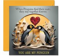 Penguin Valentines Anniversary Card - Penguins Forever - Cute Romantic Card for Girlfriend Boyfriend Wife Husband Partner Friend Him Her, 145mm Anniversary Greeting Cards
