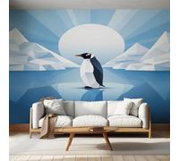 Penguin Wallpaper Blue, Antarctica Animal Wall Paper for Bedrooms, Home Decor Photo Wallpaper for Living Room 250x175 Non-Woven Wall Mural W&19