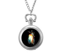Penguin Watercolor Vintage Pocket Watch with Chain Arabic Numerals Scale Quartz Pocket Watches Gifts for Men Women