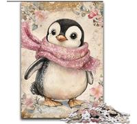 Penguin Wearing A Scarf 1000 Pieces Jigsaw Puzzles for Adults And Teens, Stress Reliever Staycation Kill Time Enhance Love between Couples (50x75cm)