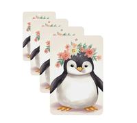 Penguin Wearing Flowers Car Air Fresheners 4 Pcs Funny Hanging Car Air Fresheners Cute Long Lasting Scented Mirror Hanging Decoration Ornaments Gift For Men Women Rectangle