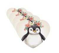 Penguin Wearing Flowers Car Air Fresheners Cards 4 Pcs Hanging Fragrance Scented Cards Long-Lasting Car Aromatherapy Tablets for Wardrobe Bathroom Car Interior Mirror Pendant Gifts