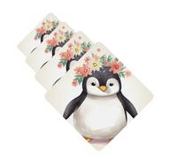 Penguin Wearing Flowers Car Air Fresheners Cards 4 Pcs Hanging Fragrance Scented Cards Long-Lasting Car Aromatherapy Tablets for Wardrobe Bathroom Car Interior Mirror Pendant Gifts