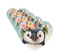 Penguin Wearing Flowers Car Air Fresheners Cards Set of 4 Pieces Personalized Car Fresheners Gifts for Men Women Auto Aromatherapy Tablets Hanging Scented Cards for Wardrobe Bathroom