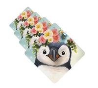 Penguin Wearing Flowers Car Air Fresheners Cards Set of 4 Pieces Personalized Car Fresheners Gifts for Men Women Auto Aromatherapy Tablets Hanging Scented Cards for Wardrobe Bathroom