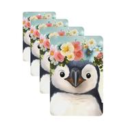 Penguin Wearing Flowers Car Air Fresheners Cards Set of 4 Pieces Personalized Car Fresheners Gifts for Men Women Auto Aromatherapy Tablets Hanging Scented Cards for Wardrobe Bathroom