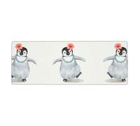 Penguin Wearing Flowers Computer Desk Pad, Non-Slip Surface Mat for Enhanced Gaming Performance and Office Productivity